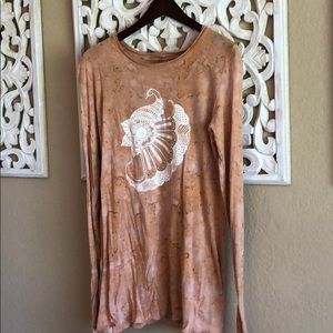 Long sleeve embellished peacock top